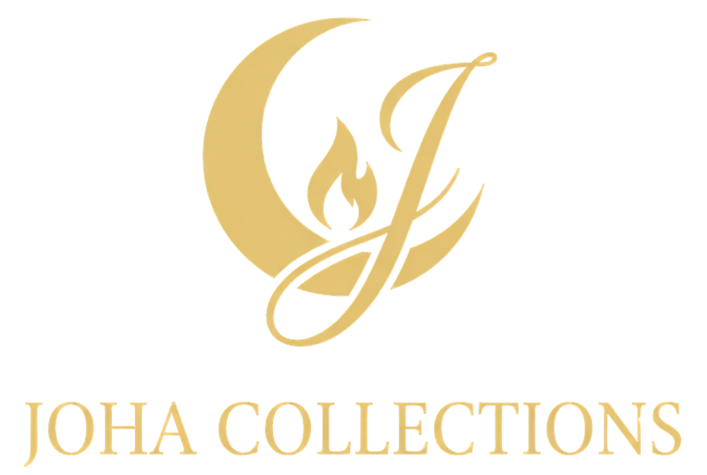 Gold logo and text 'JOHA COLLECTIONS' on a white background