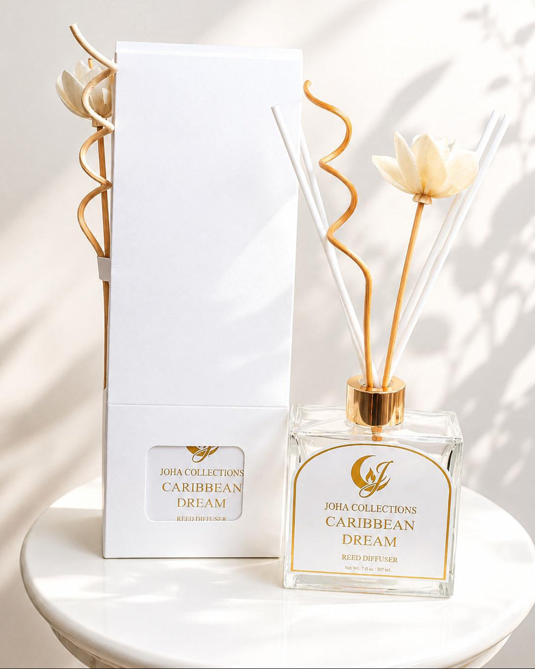 Caribbean Dream diffuser with packaging on a white surface