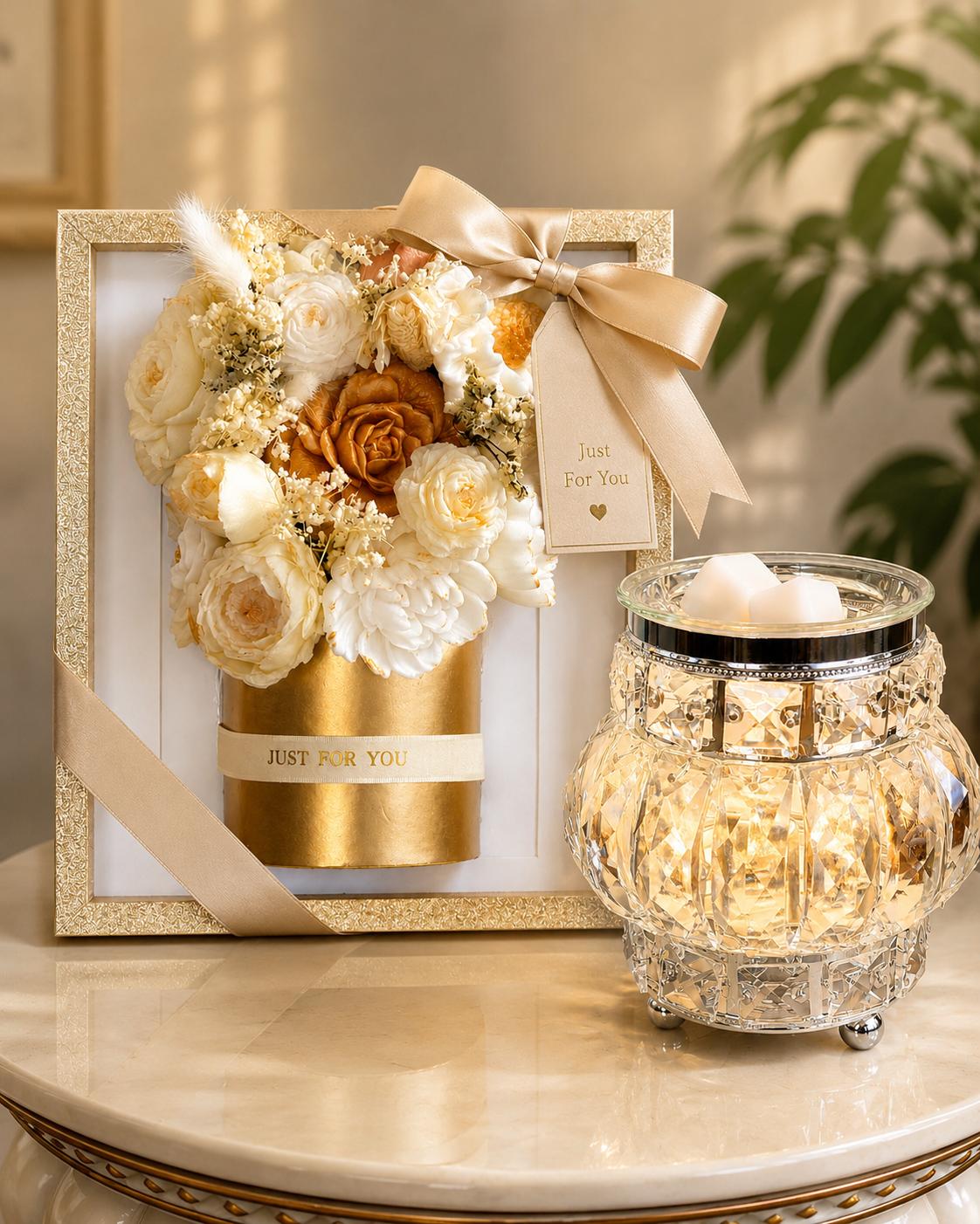 Luxury Wax Melt Flower Bouquet & Crystal Warmer Gift Set