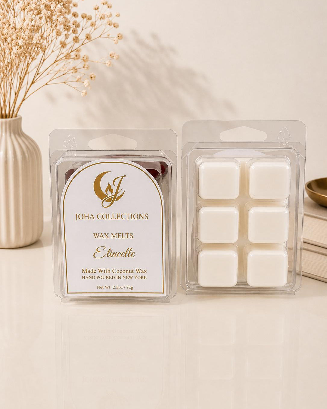 Joha Collections wax melts packaging on a neutral background